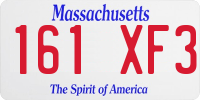 MA license plate 161XF3