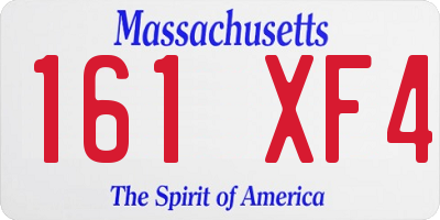 MA license plate 161XF4