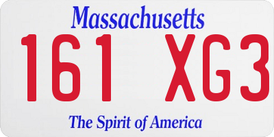 MA license plate 161XG3