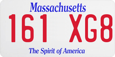 MA license plate 161XG8
