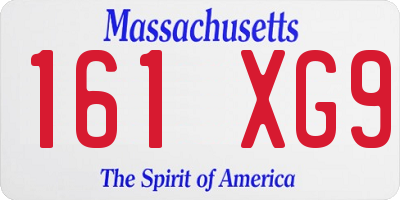 MA license plate 161XG9