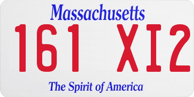 MA license plate 161XI2