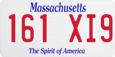 MA license plate 161XI9