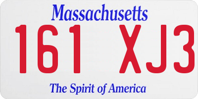 MA license plate 161XJ3