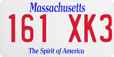 MA license plate 161XK3