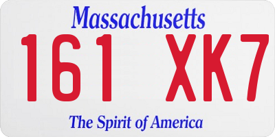 MA license plate 161XK7