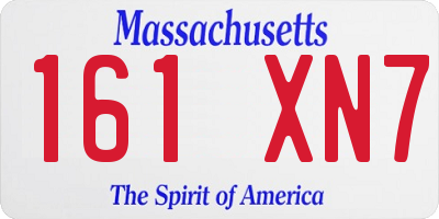 MA license plate 161XN7