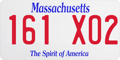 MA license plate 161XO2