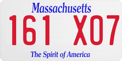 MA license plate 161XO7