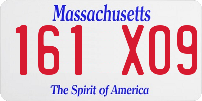 MA license plate 161XO9