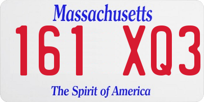 MA license plate 161XQ3