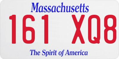 MA license plate 161XQ8