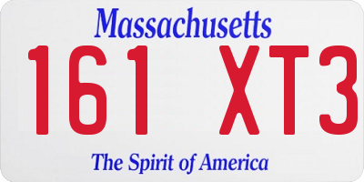 MA license plate 161XT3