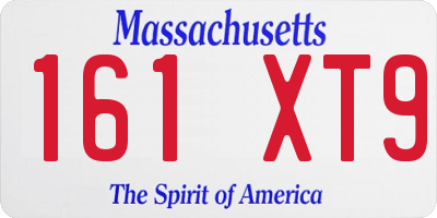 MA license plate 161XT9