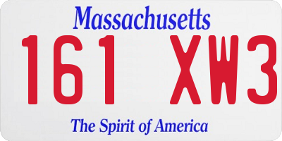 MA license plate 161XW3