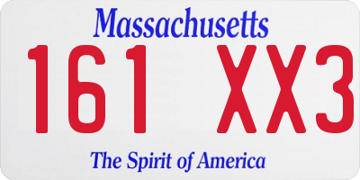 MA license plate 161XX3