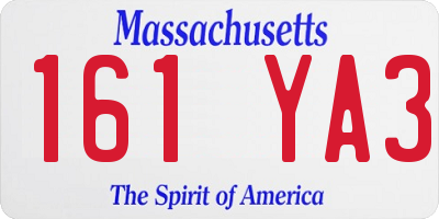 MA license plate 161YA3
