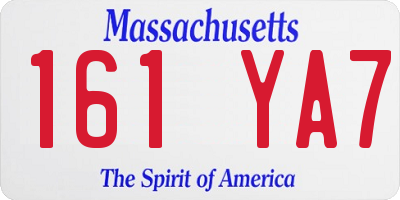 MA license plate 161YA7