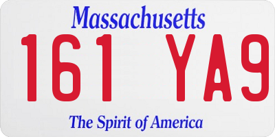 MA license plate 161YA9