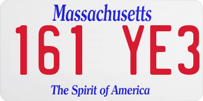 MA license plate 161YE3