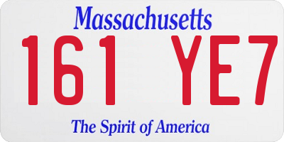 MA license plate 161YE7