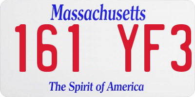MA license plate 161YF3