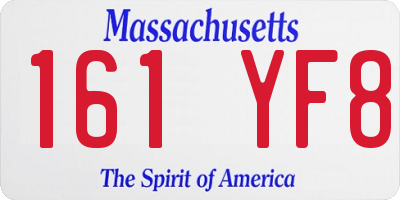 MA license plate 161YF8