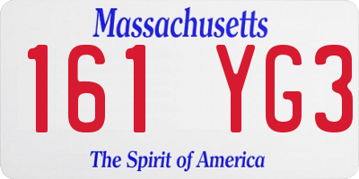 MA license plate 161YG3