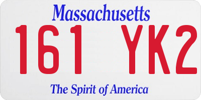 MA license plate 161YK2