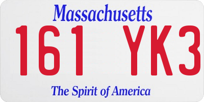 MA license plate 161YK3