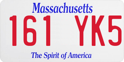 MA license plate 161YK5
