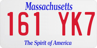 MA license plate 161YK7
