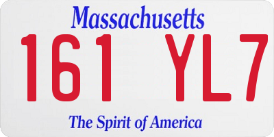 MA license plate 161YL7