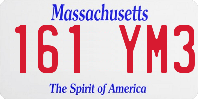 MA license plate 161YM3