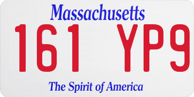 MA license plate 161YP9