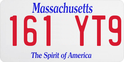 MA license plate 161YT9