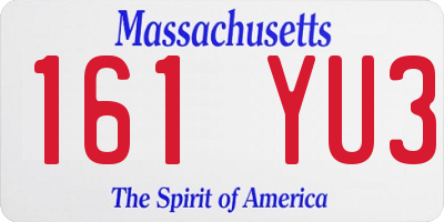 MA license plate 161YU3