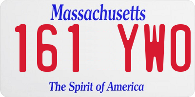 MA license plate 161YW0