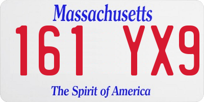 MA license plate 161YX9