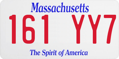 MA license plate 161YY7