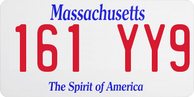 MA license plate 161YY9