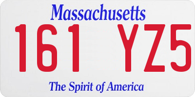 MA license plate 161YZ5