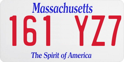 MA license plate 161YZ7