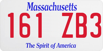 MA license plate 161ZB3