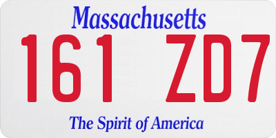 MA license plate 161ZD7