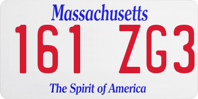 MA license plate 161ZG3