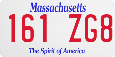 MA license plate 161ZG8