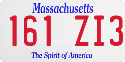 MA license plate 161ZI3