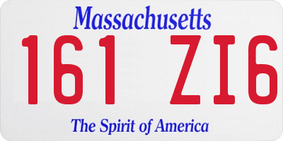 MA license plate 161ZI6