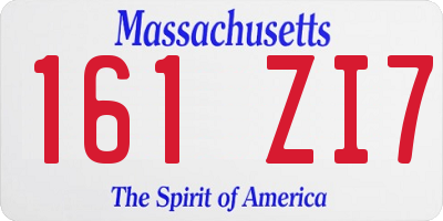 MA license plate 161ZI7